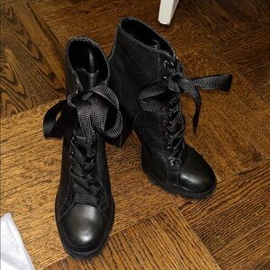 Black Lace-Up Ankle Boots